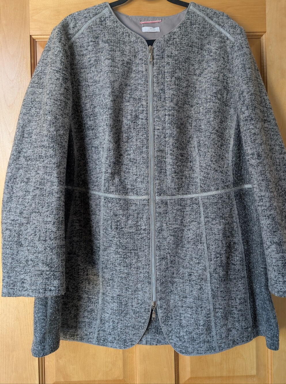 Basler Grey Longline Lightweight Tweed Coat with Full Zip Plus Size